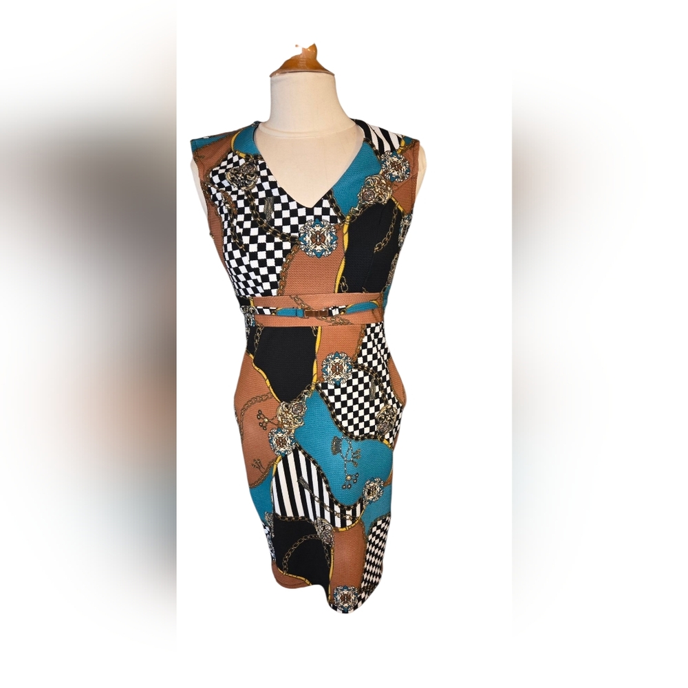 Iris Multicolor Patchwork Midi Dress